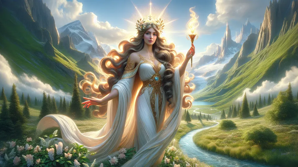 Soteria Greek Goddess Of Safety In A Serene Landscape