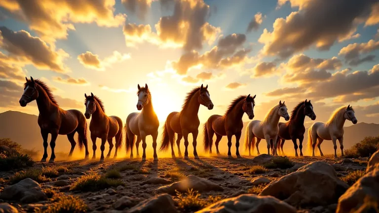 13 legendary Greek horses in epic Mount Olympus scene.