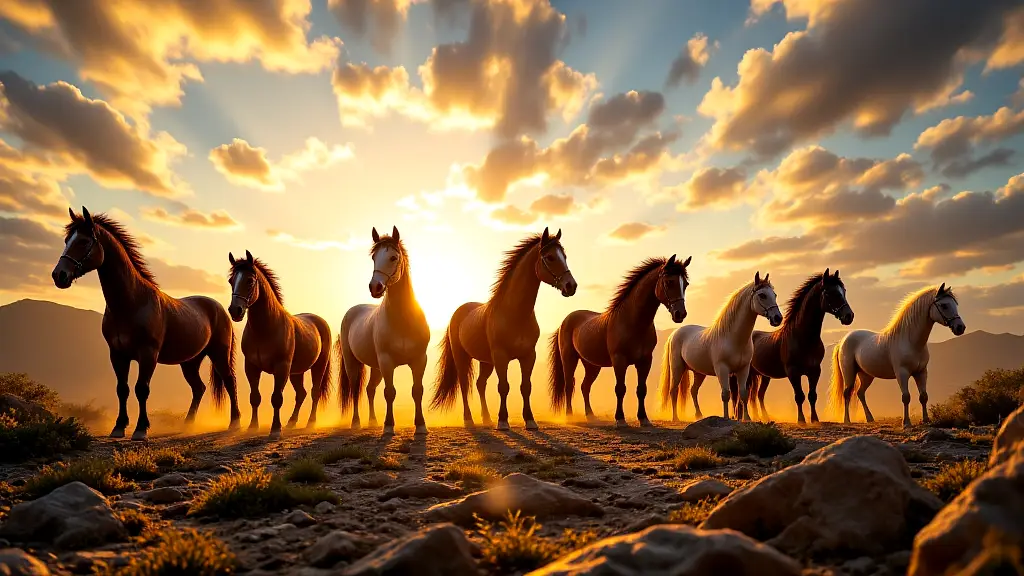 13 legendary Greek horses in epic Mount Olympus scene.