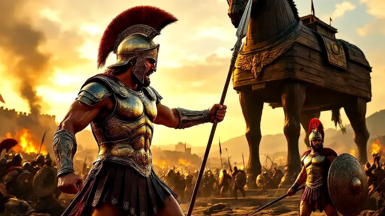 Achilles and Hector clash during the Trojan War.