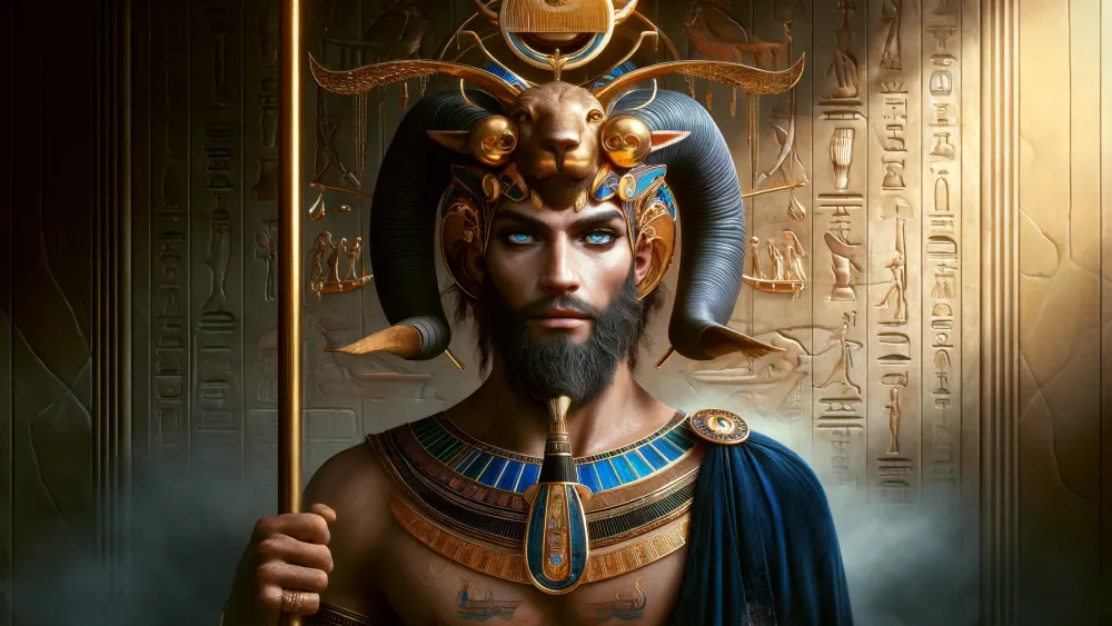 Aken, Egyptian god steering a boat of souls in the underworld.