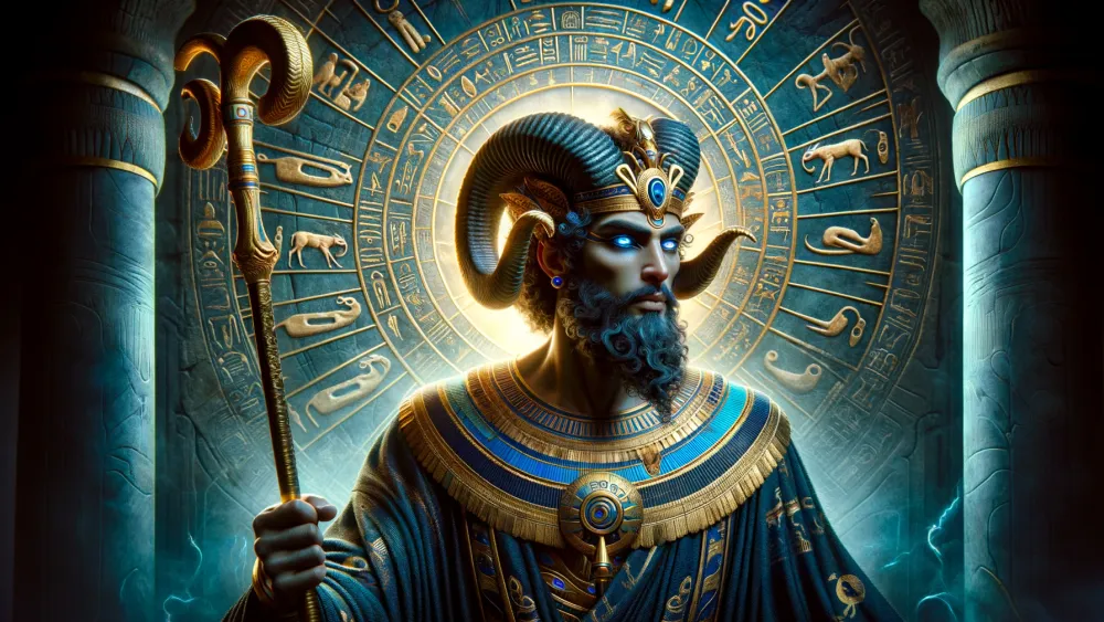 Aken guiding souls through the underworld with Osiris and Anubis.