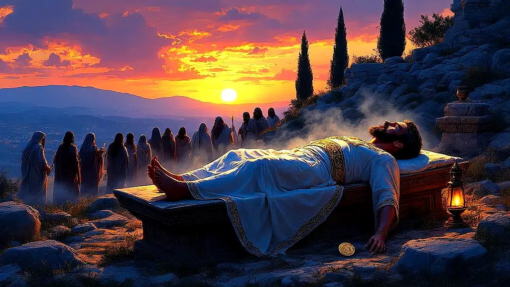 Ancient Greek burial with coin for Charon’s fee.