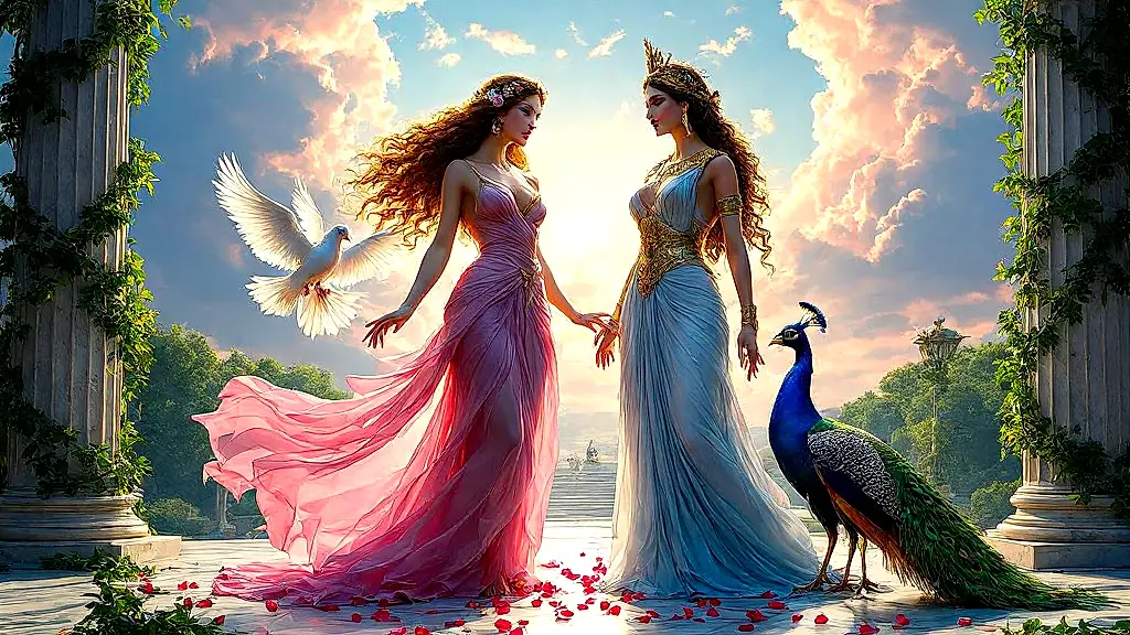 Aphrodite and Hera clash in a divine standoff.