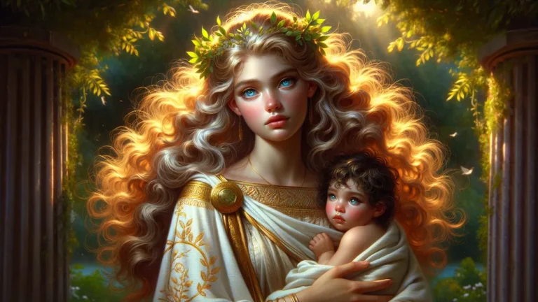 Arcadian Princess Auge Cradles Baby Telephus In A Golden Forest