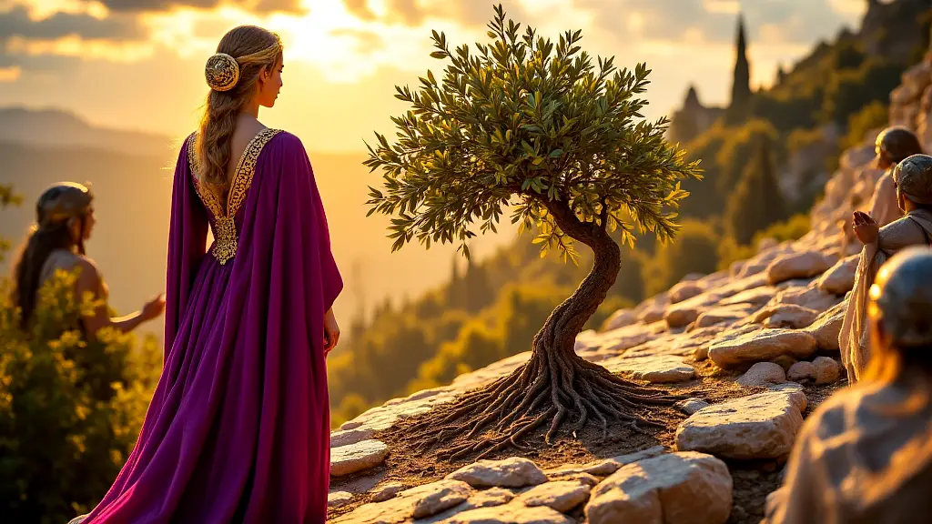 Athena gifts sacred olive tree to Athens.