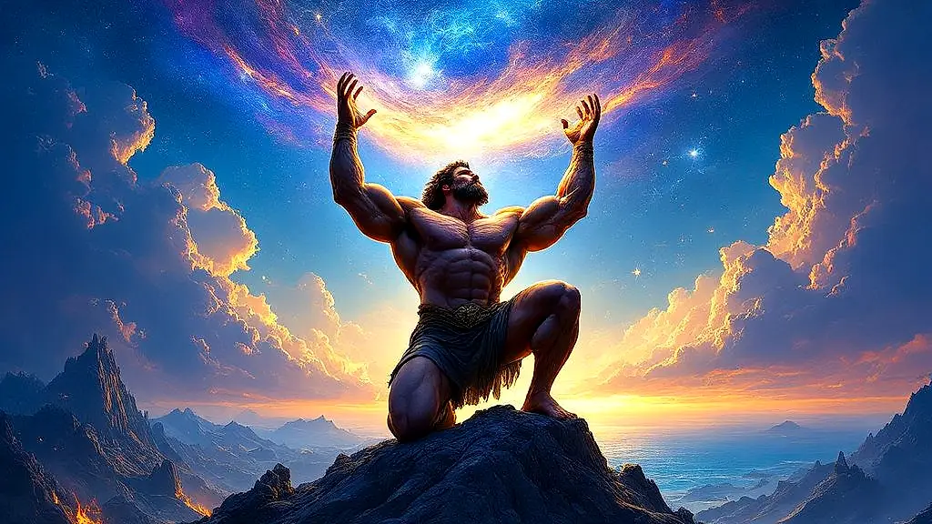 Atlas the Titan holding up the starry sky.