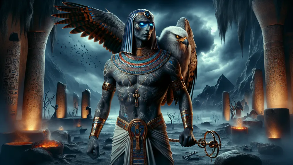 Ba Pef Egyptian God Of Terror In A Dark Underworld Landscape