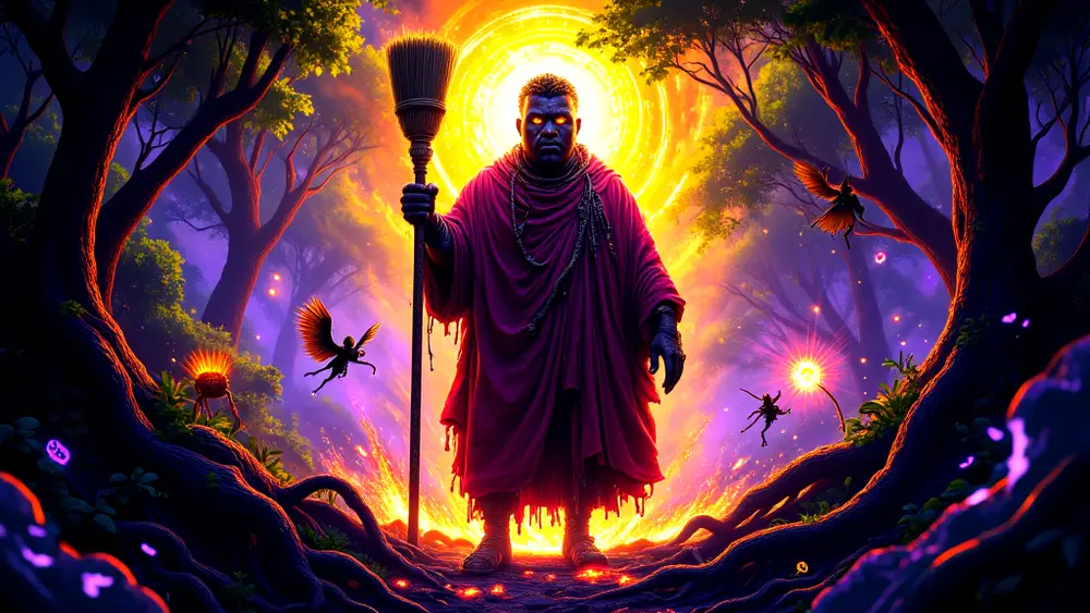 Babalu Aye Orisha Of Healing And Disease In Mystical Forest