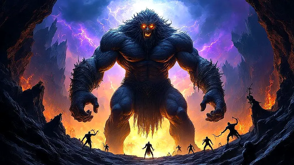 Briareus guarding Tartarus, restraining Titans with hundred hands.