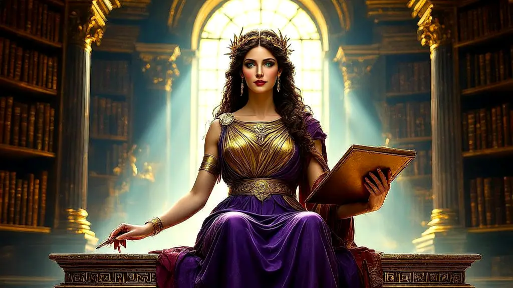 Calliope, Muse of Epic Poetry, holding stylus and tablet.