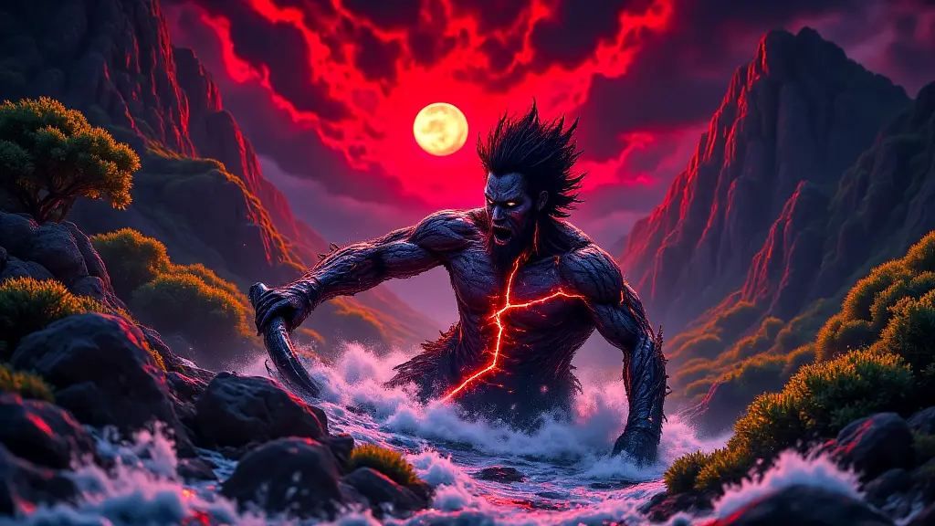 Cronus castrating Uranus, blood creating gods and monsters.