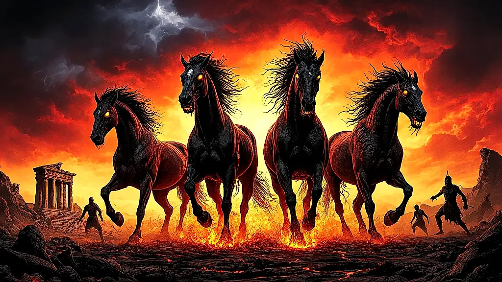 Diomedes' monstrous mares rising from cursed land.