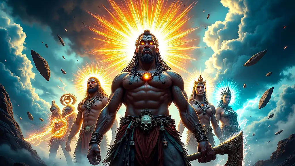 Dongo and his divine siblings ruling the elements.
