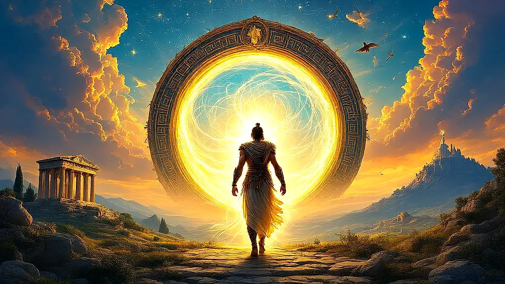 Ethereal soul ascending through Greek metempsychosis cycle.