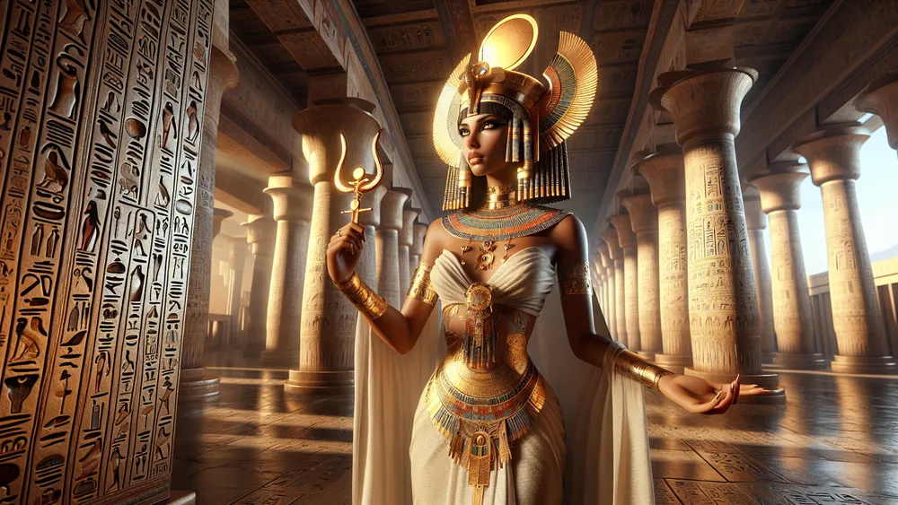 Female Solar Deity Raet Tawy In Ancient Egyptian Temple