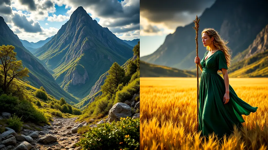Gaia and Demeter contrasting Greek gods' evolution.