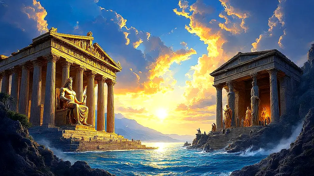 Greek gods' temples: Zeus, Poseidon, Hades in vivid detail.