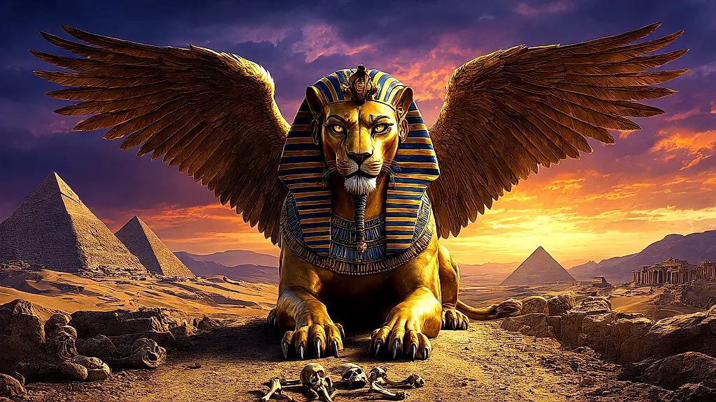 Greek Sphinx guarding Thebes with a deadly riddle.