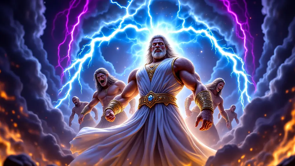 Greek thunder gods commanding a celestial storm.