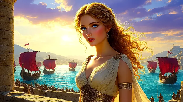 Helen of Troy gazing upon a thousand Greek ships.