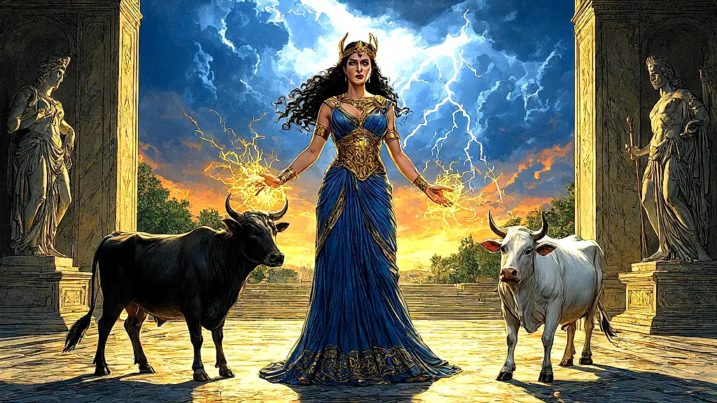 Hera curses Io into a cow, divine wrath unleashed.
