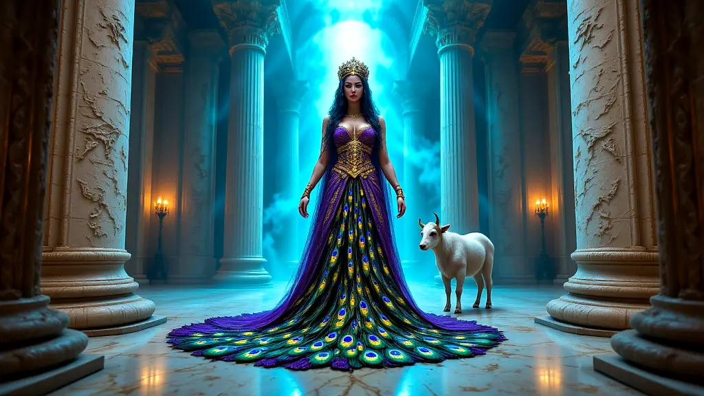 Hera placing Argus' eyes on a peacock's tail.