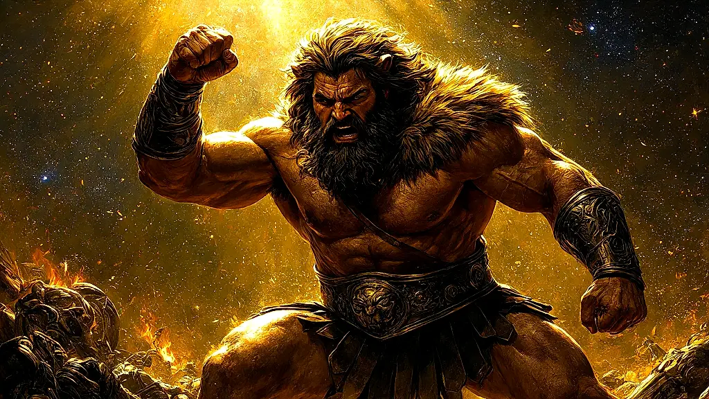 Heracles straining during one of his Twelve Labors, mythic style.