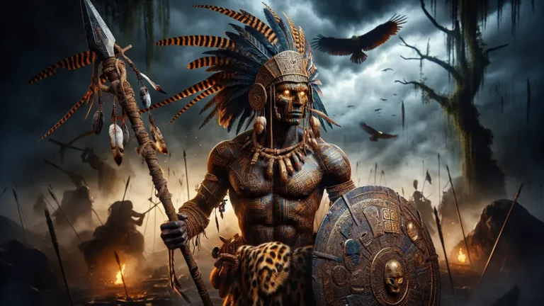 Kibuka The Buganda War God Stands In A Misty Battlefield