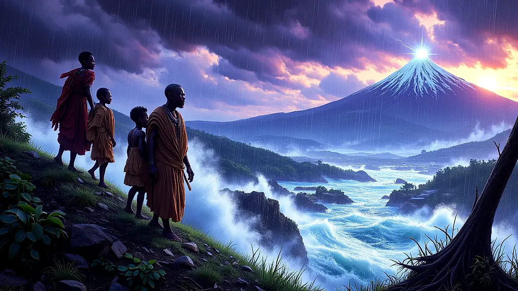 Kikuyu family survives Ngai's flood on Mount Kenya.