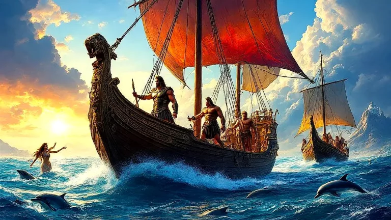Legendary Greek ships sail through divine storms.