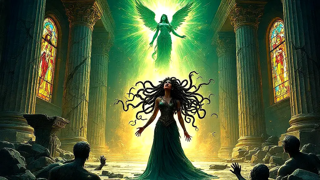 Medusa’s tragic transformation in Athena’s temple.