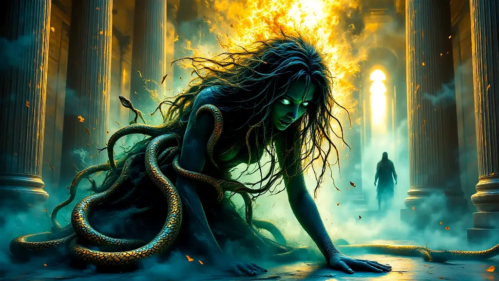 Medusa’s transformation into a Gorgon in Athena’s temple.