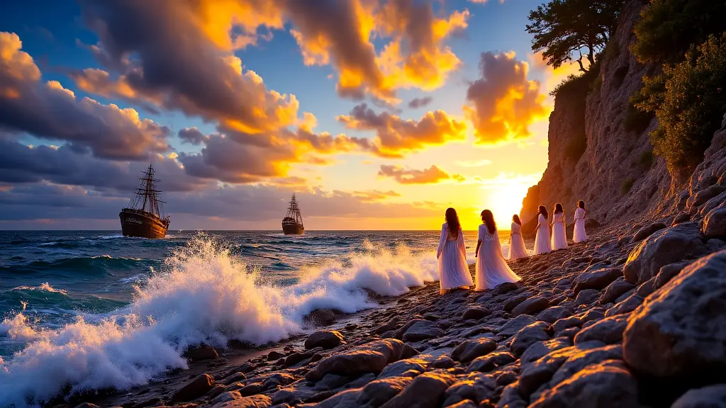 Muses triumph over Sirens in mythical singing contest.