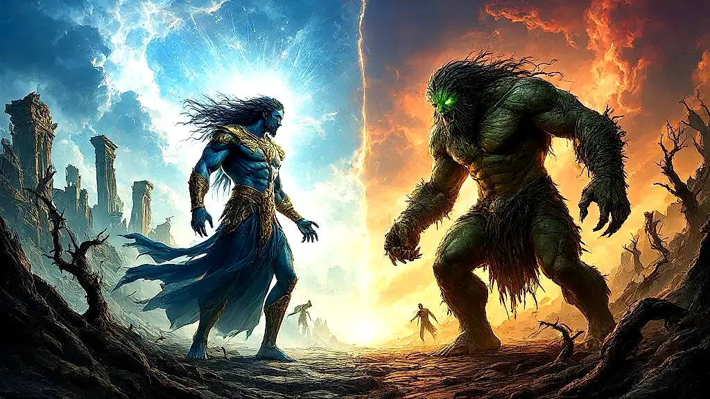 Nephilim and Gigantes clash in mythic battle.