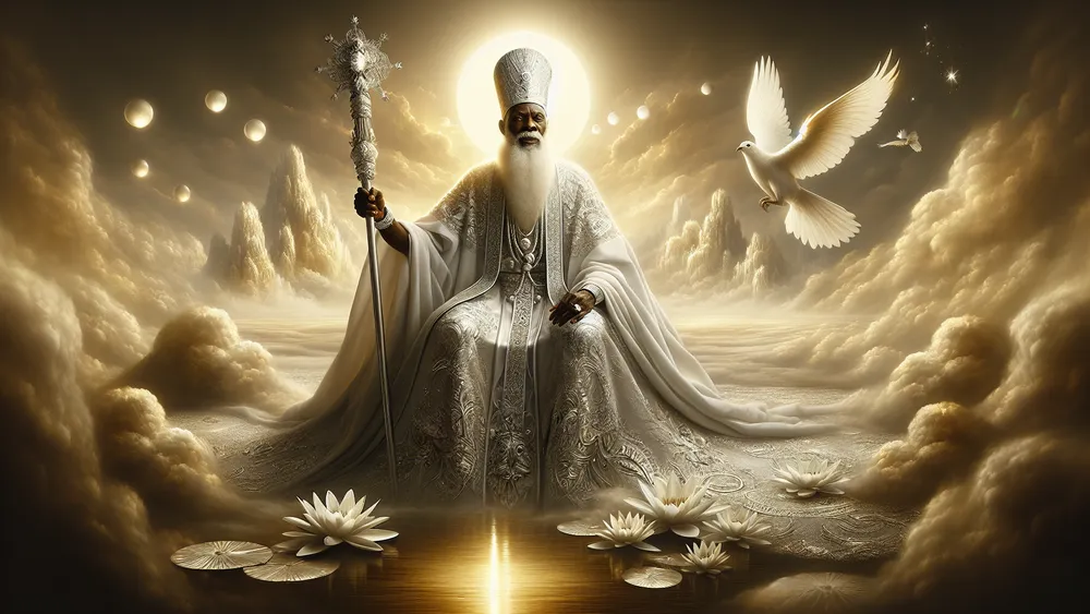 Obatala Yoruba Orisha Of Creation In Celestial White Robes