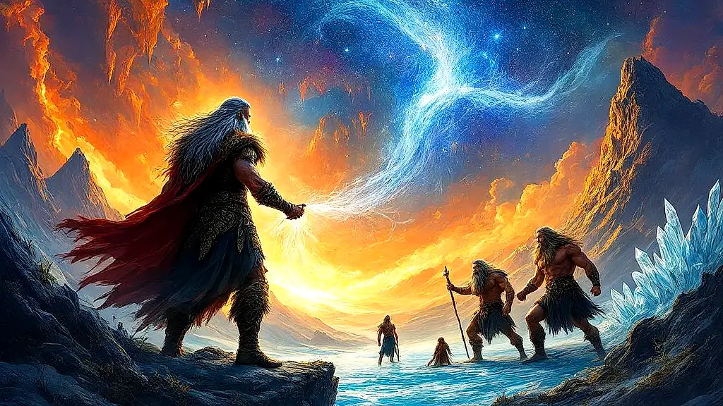 Odin and brothers shaping the world from Ymir’s body.
