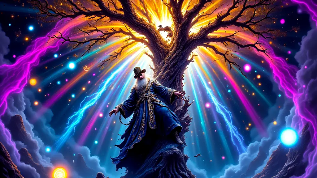 Odin sacrifices himself on Yggdrasil to gain runes.