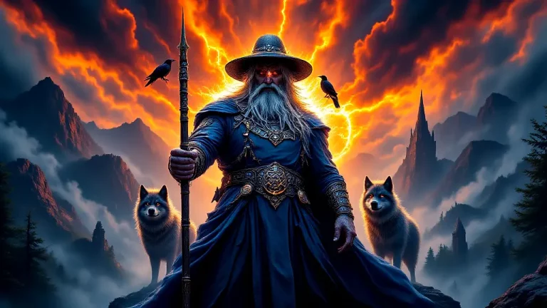 Odin, the Allfather, commands the storm with Gungnir.