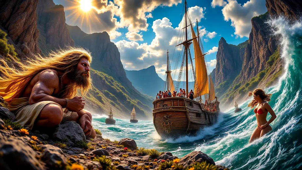 Odysseus facing mythical monsters on his epic journey home.