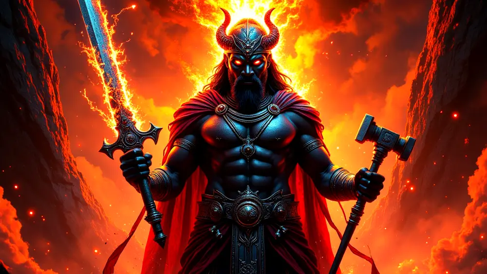 Ogun Yoruba Orisha Of War In Divine Fiery Glory