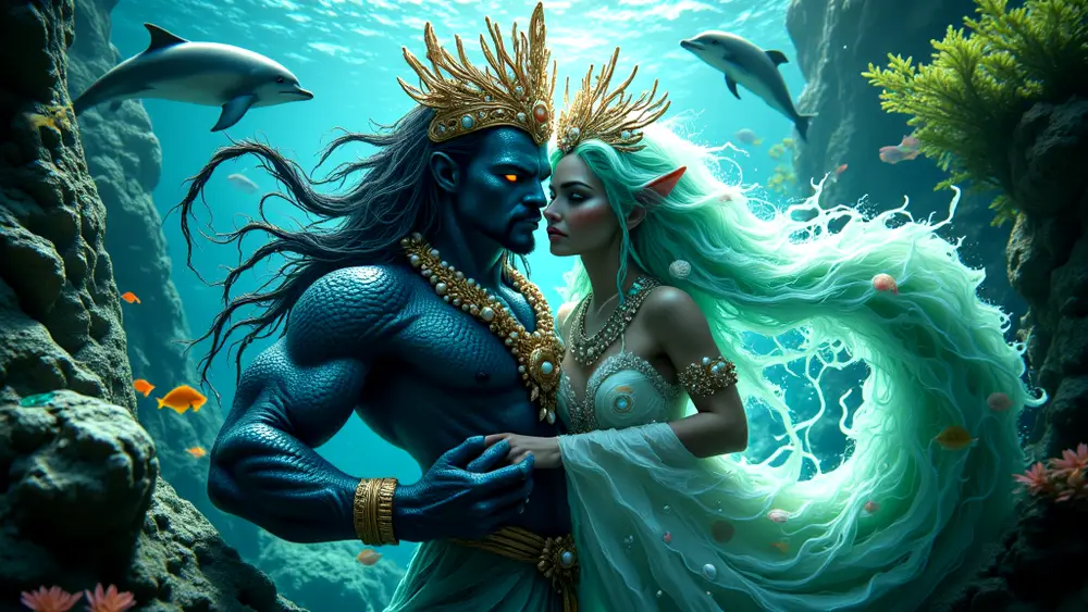 Olokun’s dual male and female forms in Yoruba mythology.