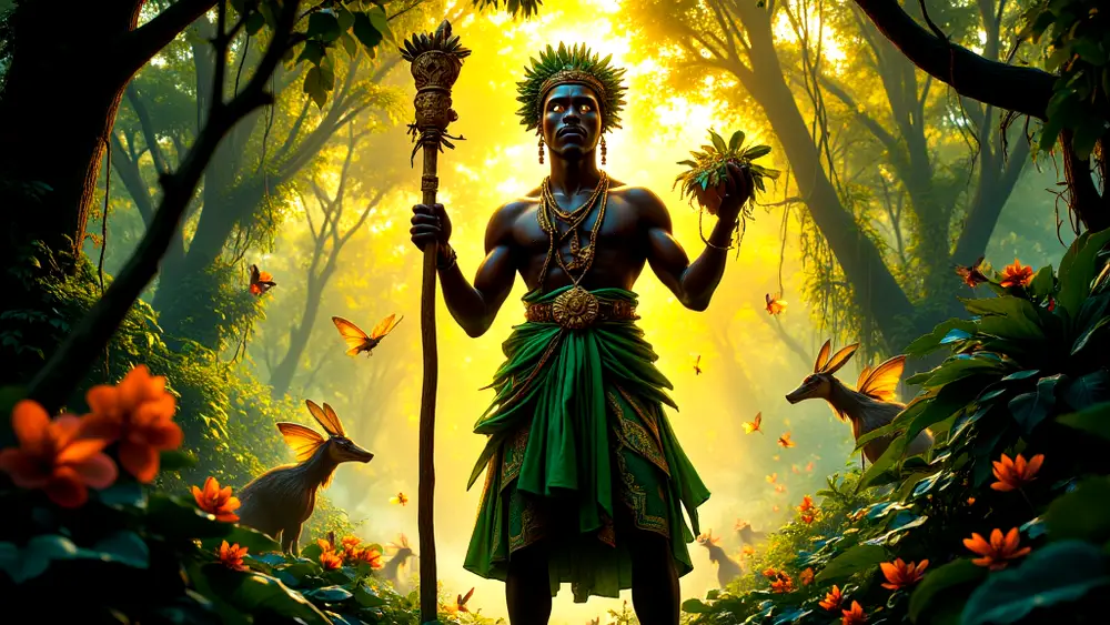 Osanyin Yoruba God Of Herbal Medicine In Mystical Forest