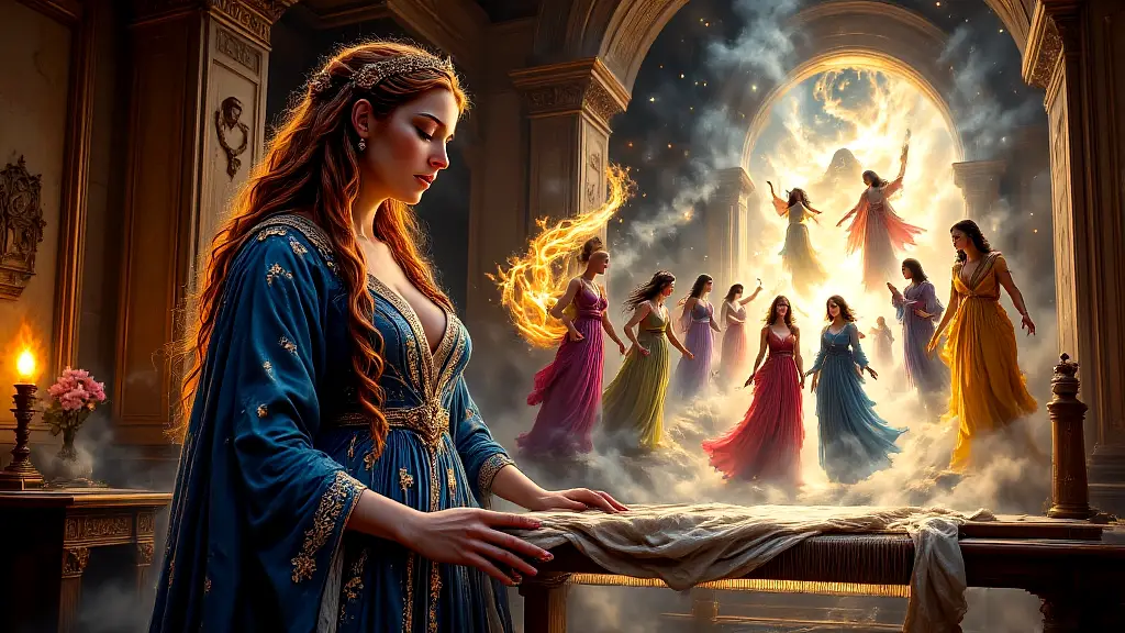 Penelope weaving as the nine Muses inspire.