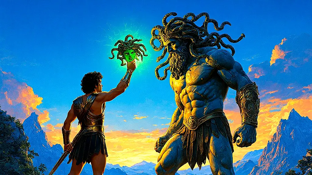 Perseus turns Atlas into the Atlas Mountains with Medusa's head.
