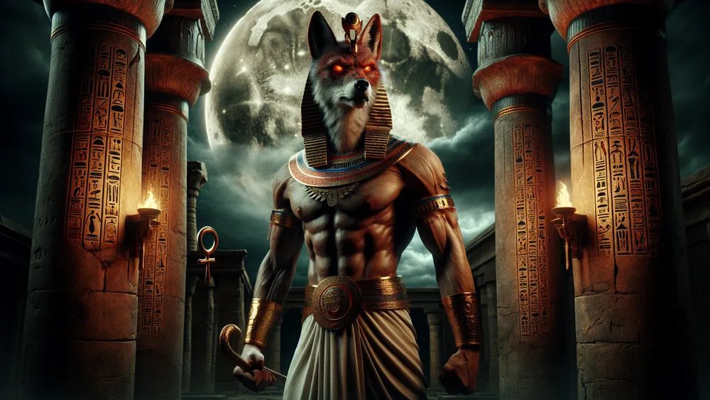 Petbe Egyptian God Of Revenge In An Ancient Temple At Night