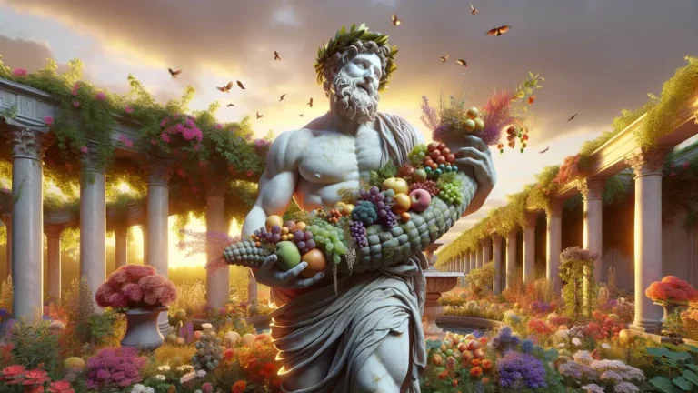 Priapus Greek God Of Fertility In A Lush Abundant Garden