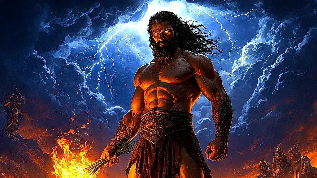 Prometheus stealing divine fire for humanity.