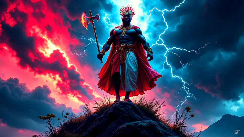 Shango Yoruba God Of Thunder Wielding Lightning