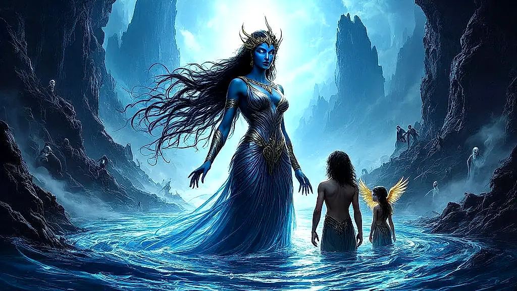 Styx, the Titan river goddess, in underworld glory.
